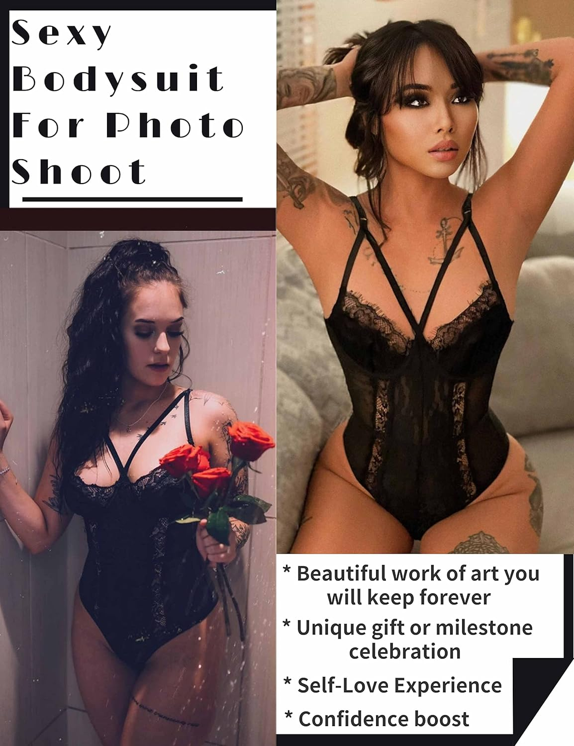 Lingerie for Women Eyelash Lace Strappy Sexy Teddy Babydoll Lingerie with Snap Crotch